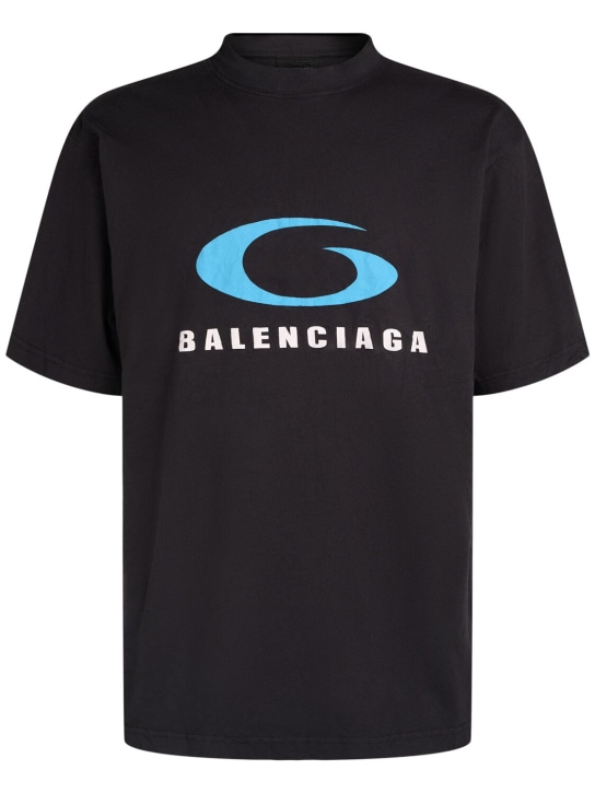 Balenciaga: Icon print cotton t-shirt - Washed Black - men_0 | Luisa Via Roma