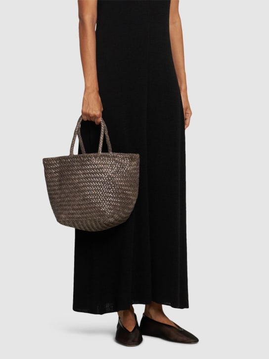 Dragon Diffusion: Grace Small woven leather basket bag - Grey - women_1 | Luisa Via Roma