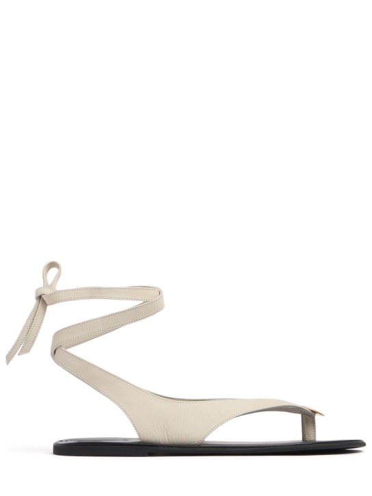 The Row: 10mm Charm leather thong sandals - Greige/Black - women_0 | Luisa Via Roma