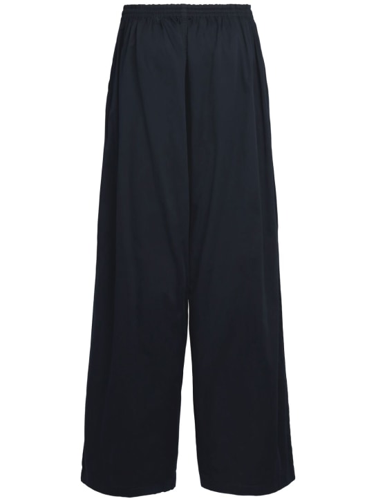 Balenciaga: 棉质斜纹阔腿裤 - 海军蓝 - women_3 | Luisa Via Roma
