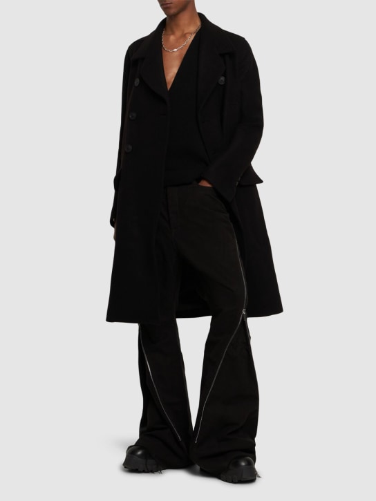 Rick Owens: Officer双排扣羊毛大衣 - 黑色 - men_1 | Luisa Via Roma