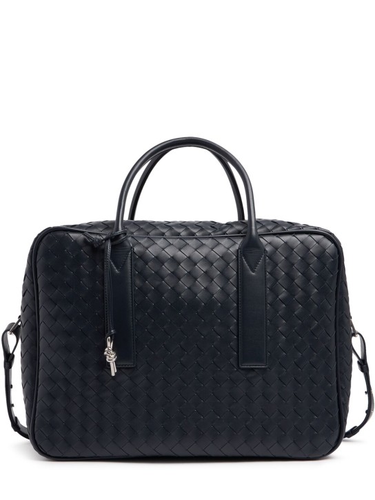 Bottega Veneta: Getaway large leather weekender bag - Space - men_0 | Luisa Via Roma