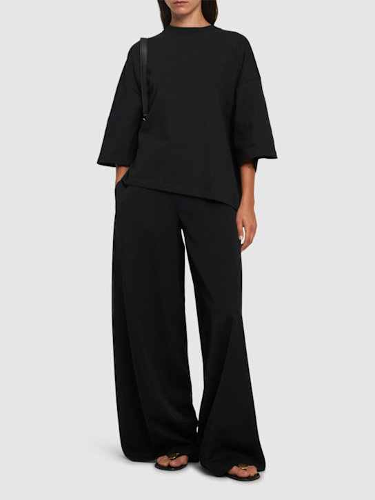 The Row: Dela wool wide pants - Black - women_1 | Luisa Via Roma