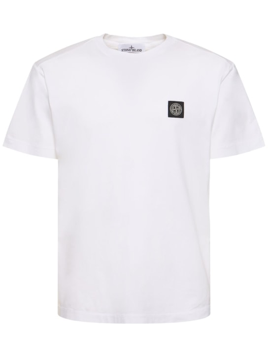 Stone Island: Cotton short sleeve t-shirt - Beyaz - men_0 | Luisa Via Roma