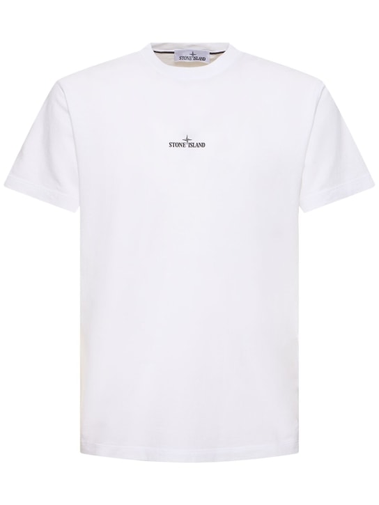 Stone Island: Cotton short sleeve t-shirt - Weiß - men_0 | Luisa Via Roma