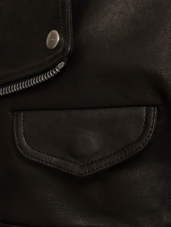 Rick Owens: Micro biker leather jacket - women_3 | Luisa Via Roma