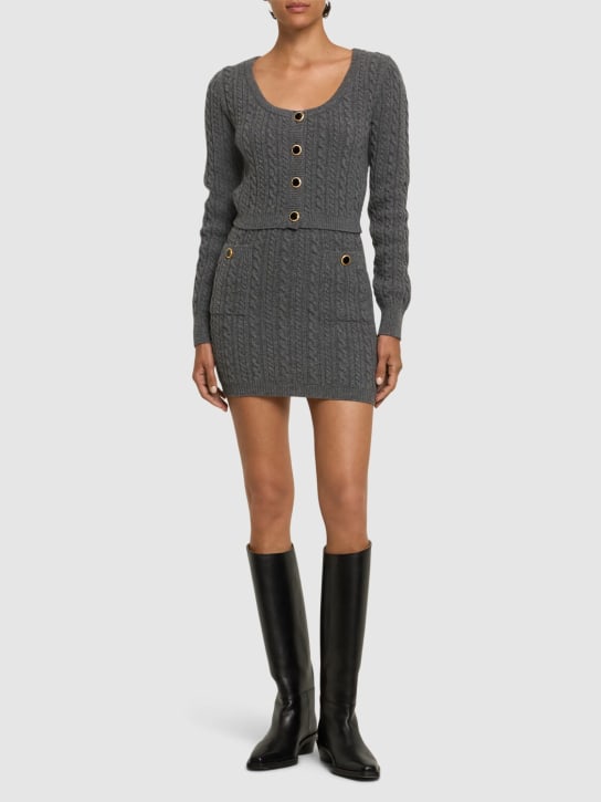 Alessandra Rich: Wool knit mini skirt - Grey - women_1 | Luisa Via Roma