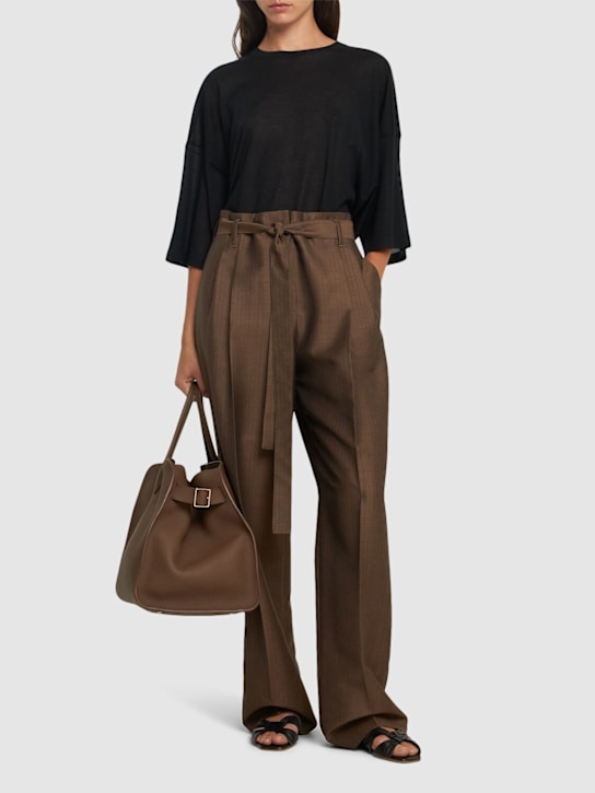 The Row: Pantaloni larghi Lonan in mohair e lana - Beige Scuro - women_1 | Luisa Via Roma