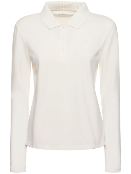 Tory Sport: Polo de piqué con logo - Blanco - women_0 | Luisa Via Roma