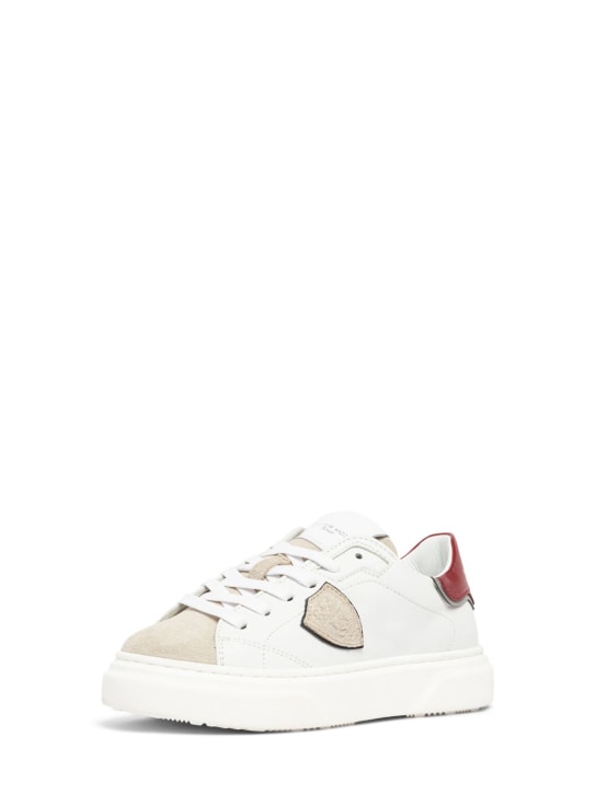 PHILIPPE MODEL: Temple leather lace-up sneakers - White/Red - kids-boys_1 | Luisa Via Roma