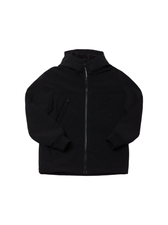C.P. Company: Giacca in soft shell di poly / lenti e cappuccio - kids-boys_0 | Luisa Via Roma