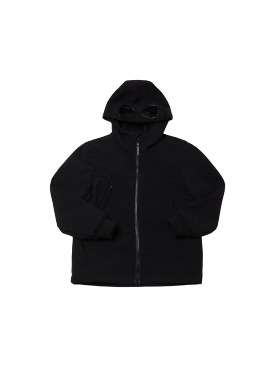 C.P. Company: Giacca in soft shell di poly / lenti e cappuccio - kids-boys_1 | Luisa Via Roma