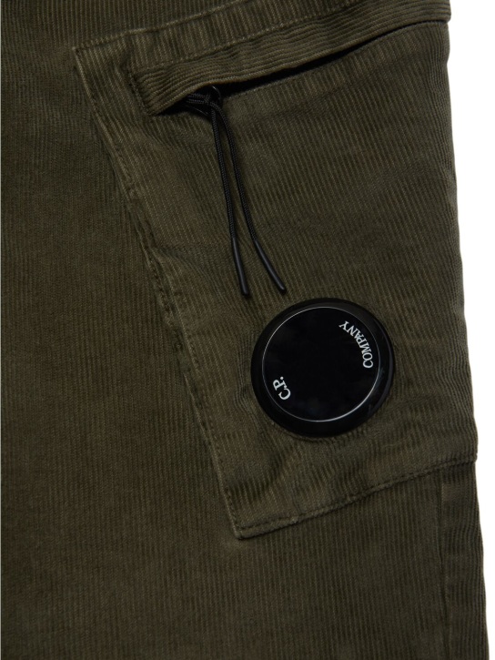 C.P. Company: Cotton corduroy cargo pants - Dark Green - kids-boys_1 | Luisa Via Roma