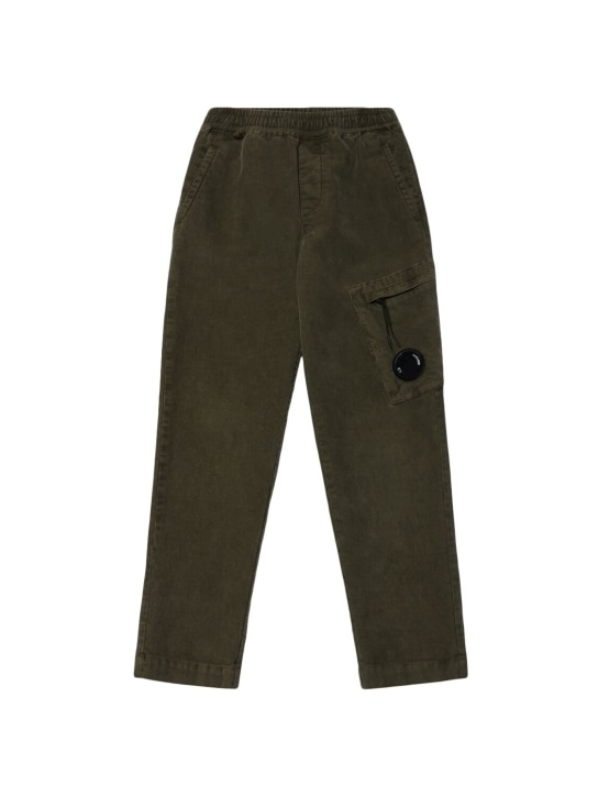 C.P. Company: Cotton corduroy cargo pants - Dark Green - kids-boys_0 | Luisa Via Roma