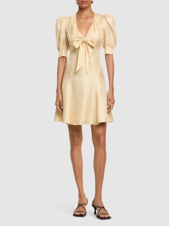 Alessandra Rich: Polka dot print silk twill mini dress - Bej - women_1 | Luisa Via Roma