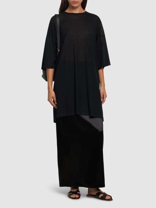 The Row: Bartelle satin long skirt - Black - women_1 | Luisa Via Roma
