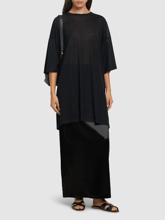 The Row: Bartelle satin long skirt - Black - women_1 | Luisa Via Roma