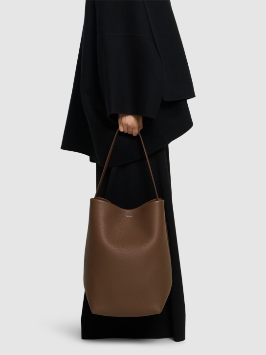 The Row: Large N/S Park grain leather tote bag - Dark Olive Pld - women_1 | Luisa Via Roma