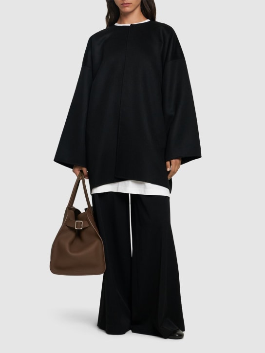 The Row: Raj collarless cashmere knit short coat - Black - women_1 | Luisa Via Roma