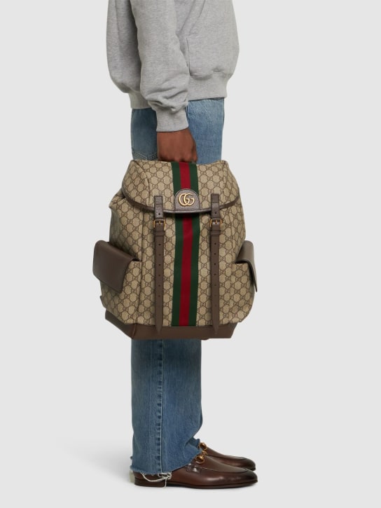 Gucci: Ophidia GG Supreme coated backpack - Beige - men_1 | Luisa Via Roma