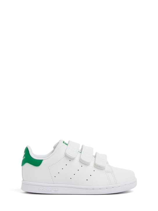 adidas Originals: Stan Smith strap sneakers - White/Green - kids-girls_0 | Luisa Via Roma