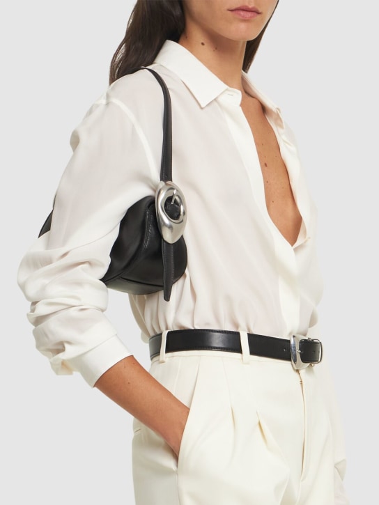 Alexander Wang: Small Orb crackled patent leather bag - Siyah - women_1 | Luisa Via Roma