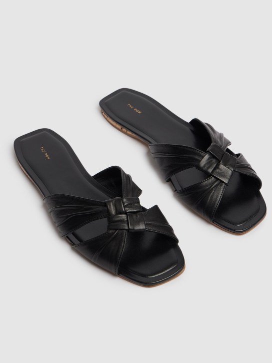 The Row: 10mm Soft Knot leather sandals - Black/Cork - women_3 | Luisa Via Roma