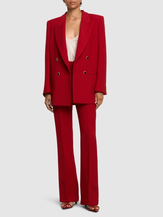 Alessandra Rich: Pantalones de lana de cintura alta - Rojo - women_1 | Luisa Via Roma