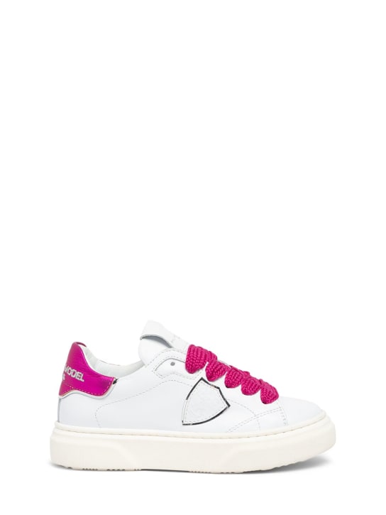 PHILIPPE MODEL: Sneakers in pelle - Bianco/Fucsia - kids-girls_0 | Luisa Via Roma