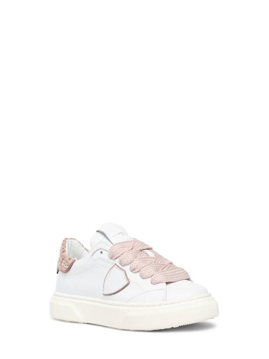 PHILIPPE MODEL: Leather lace-up sneakers - White/Pink - kids-girls_1 | Luisa Via Roma