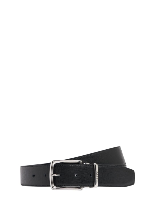 Boss: Ovoyage leather belt - Black - men_0 | Luisa Via Roma