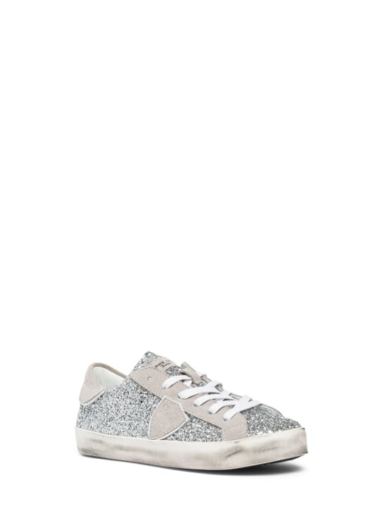 PHILIPPE MODEL: Sneakers in misto cotone con glitter - Argento - kids-girls_1 | Luisa Via Roma