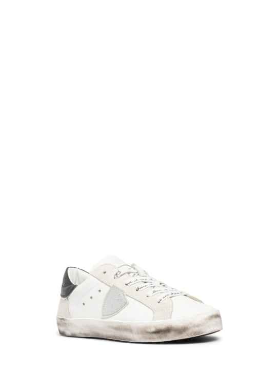 PHILIPPE MODEL: Paris leather lace-up sneakers - White/Black - kids-boys_1 | Luisa Via Roma