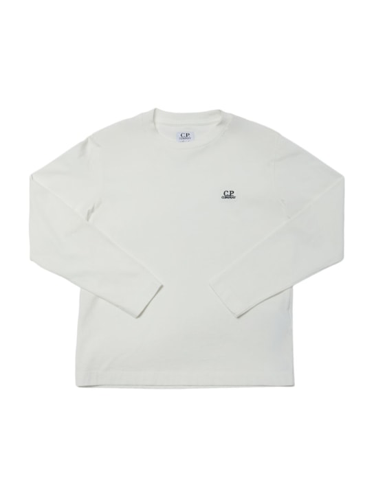 C.P. Company: Cotton jersey long sleeve t-shirt - White - kids-boys_0 | Luisa Via Roma