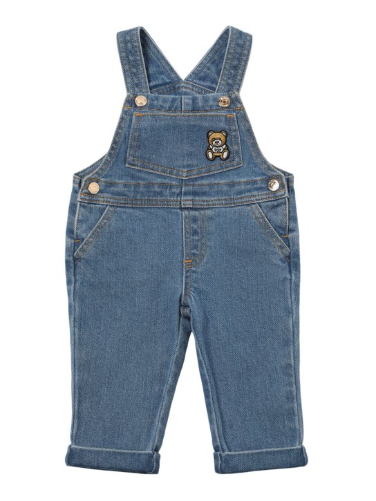 Moschino: T-Shirt und Overall aus Baumwolle - Weiß/Blau - kids-boys_1 | Luisa Via Roma