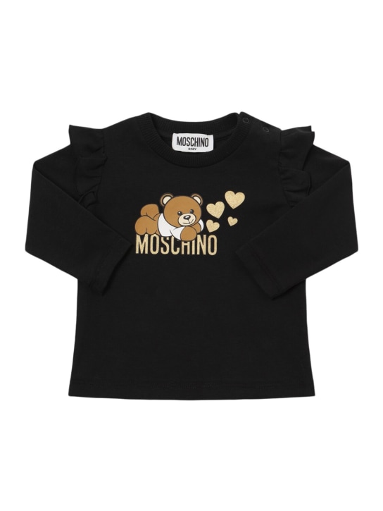 Moschino: Cotton sweatshirt & leggings - Black - kids-girls_1 | Luisa Via Roma