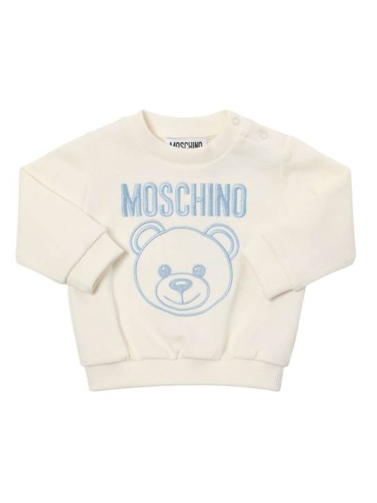 Moschino: Felpa e pantaloni in cotone - Bianco/Blu - kids-boys_1 | Luisa Via Roma