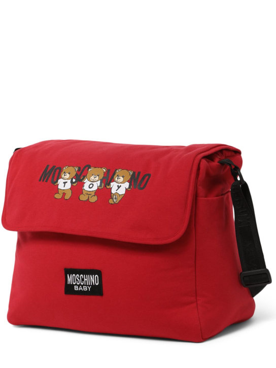 Moschino: Printed cotton changing bag w/ mat - Red - kids-boys_1 | Luisa Via Roma