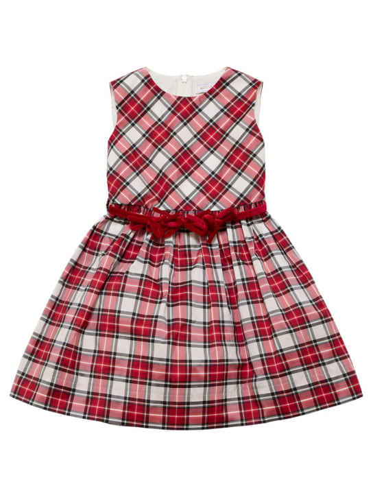 Monnalisa: Check print poly dress - Red/Multi - kids-girls_0 | Luisa Via Roma