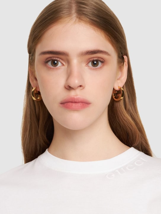 Gucci: Gucci Blondie brass earrings - Gold - women_1 | Luisa Via Roma