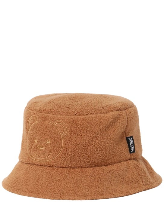 Moschino: Faux fur teddy bucket hat - Brown - kids-girls_1 | Luisa Via Roma