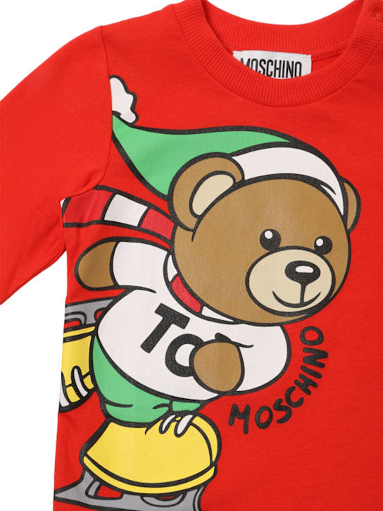 Moschino: Cotton jersey long sleeve t-shirt - Red - kids-boys_1 | Luisa Via Roma