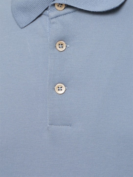 Brunello Cucinelli: Cotton piquet polo - Celestiale - men_3 | Luisa Via Roma