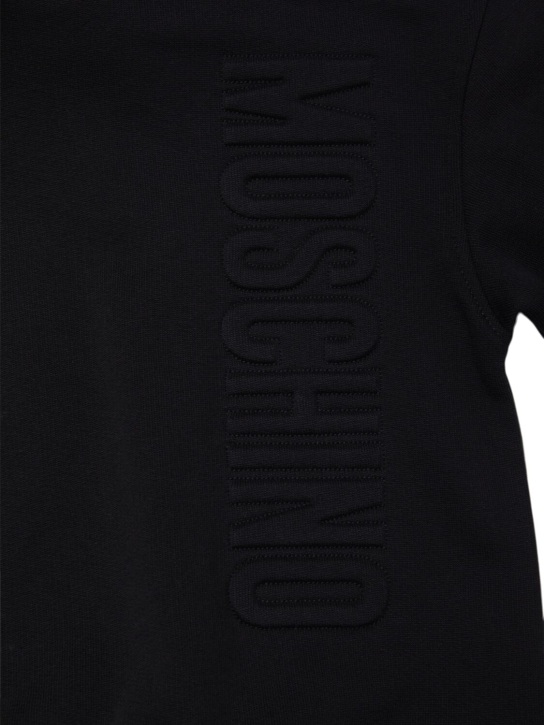 Moschino: Cotton sweatshirt hoodie w/logo - Black - kids-boys_1 | Luisa Via Roma