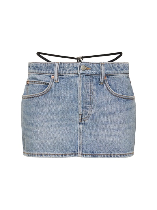 Alexander Wang: Cotton denim mini skirt - ブルー - women_0 | Luisa Via Roma
