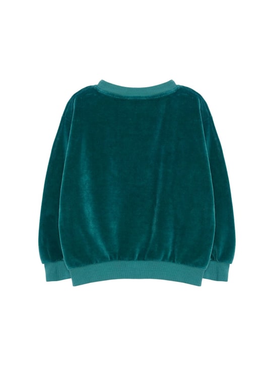 Weekend House Kids: Sweat-shirt en coton biologique brodé - Vert Foncé - kids-boys_1 | Luisa Via Roma