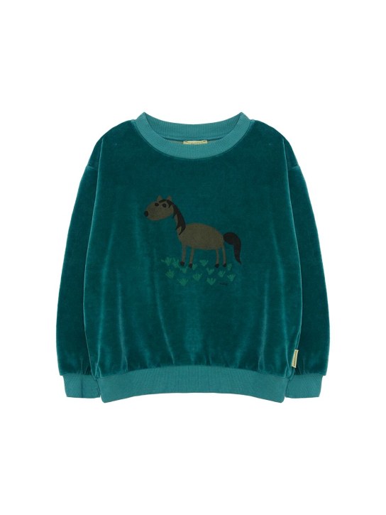 Weekend House Kids: Embroidered organic cotton sweatshirt - Dark Green - kids-boys_0 | Luisa Via Roma