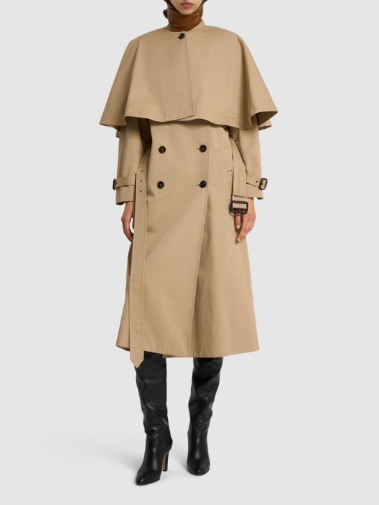 Chloé: Trench coat w/ overlay - Kahverengi - women_1 | Luisa Via Roma