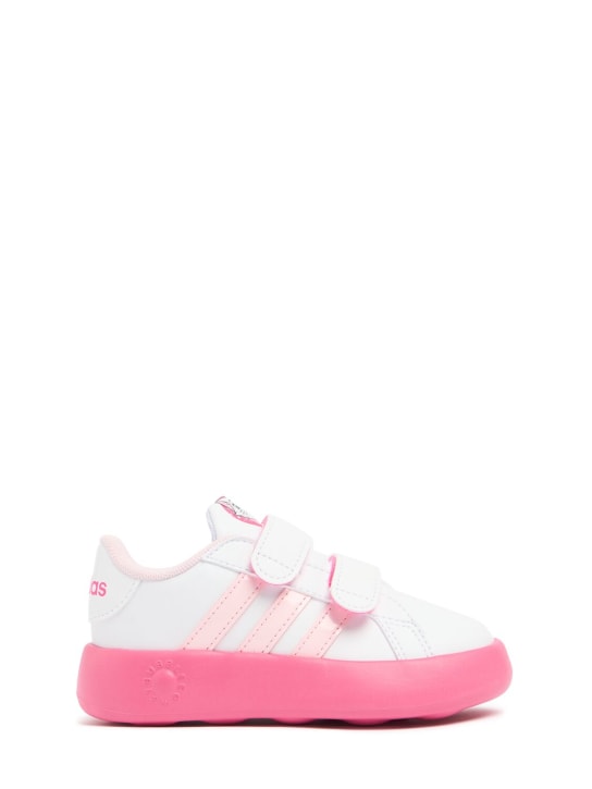 adidas Originals: Grand Court 2.0 strap sneakers - White/Fuchsia - kids-girls_0 | Luisa Via Roma