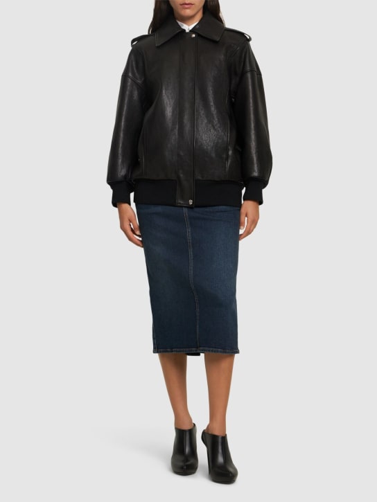 Alexander McQueen: Leather bomber jacket - Black - women_1 | Luisa Via Roma